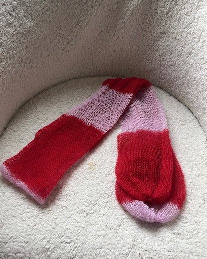 Mohair Stripe Knit Scarf | Cherry