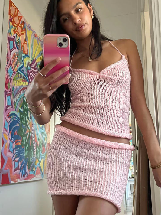 Ruched Knit Top | Pink