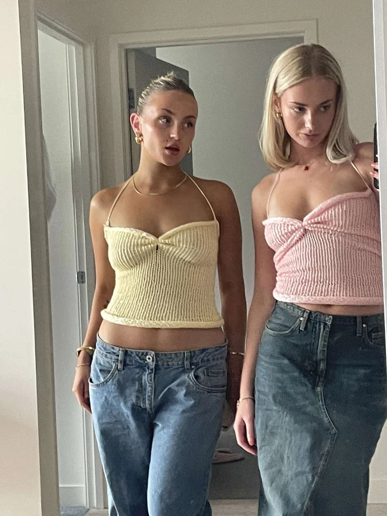 Ruched Knit Top | Pink