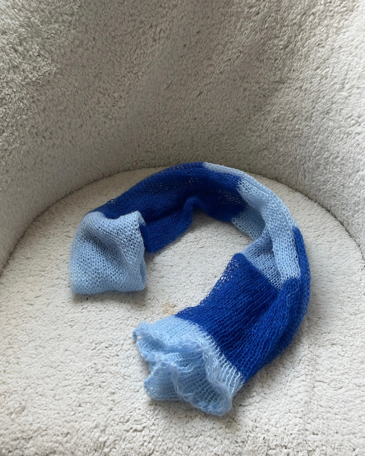 Mohair Stripe Knit Scarf | Blue