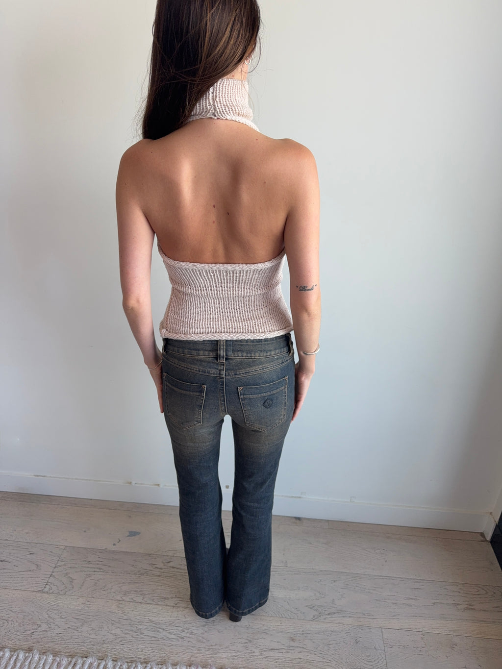 Turtleneck Backless Knit Top