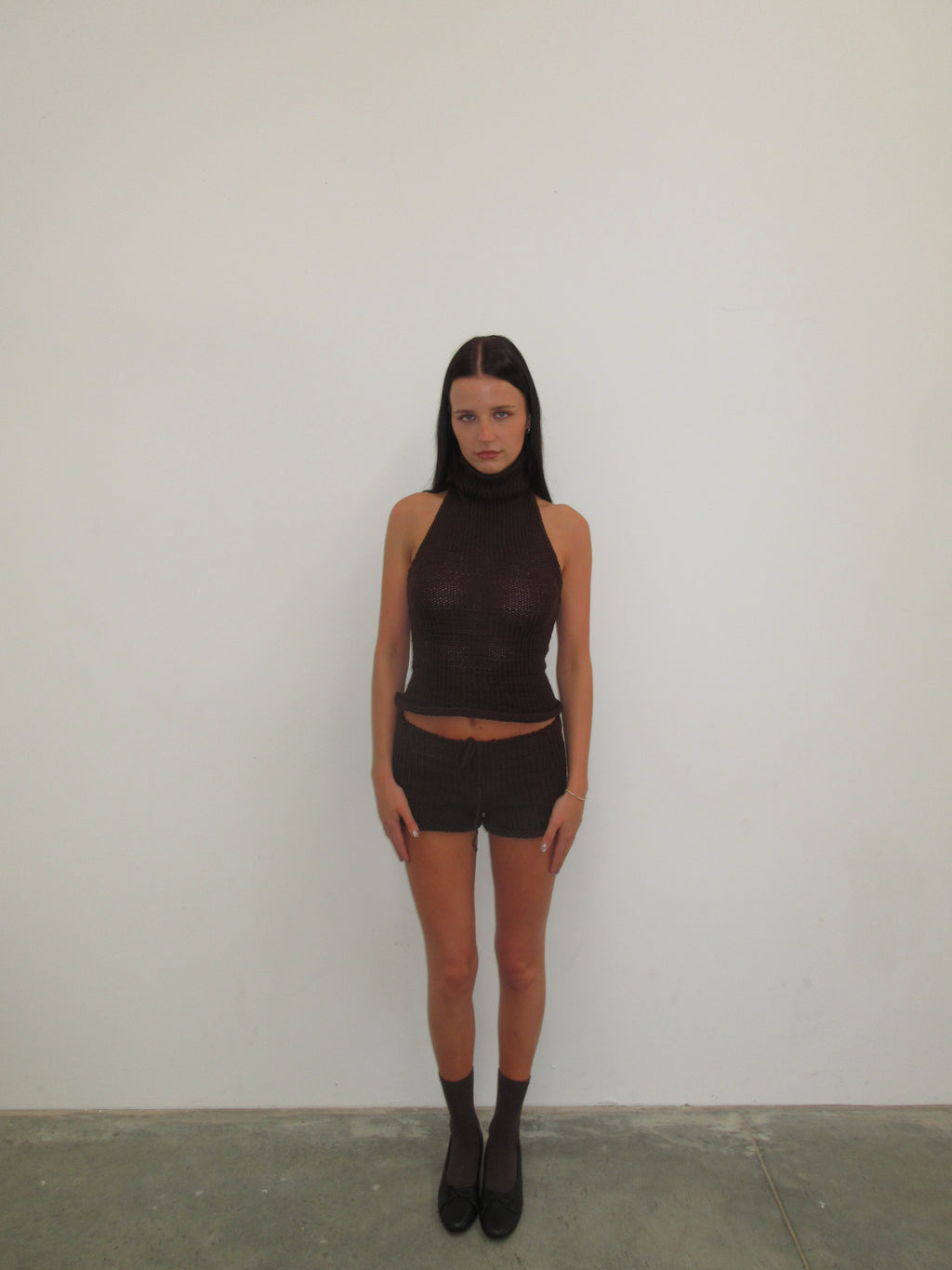 Turtleneck Backless Knit Top