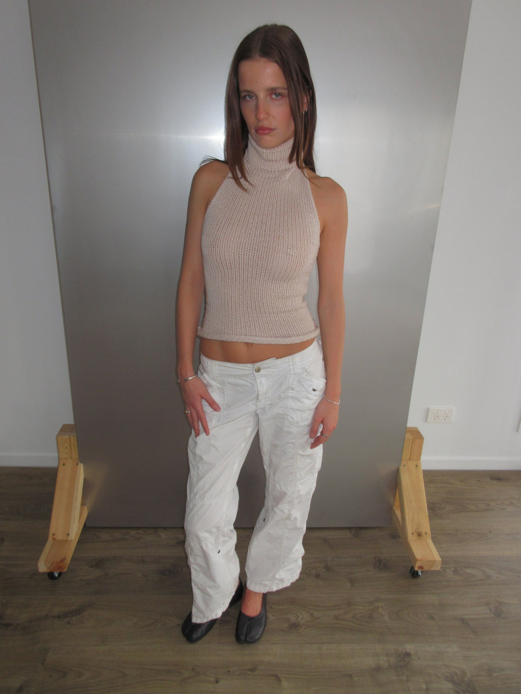 Turtleneck Backless Knit Top