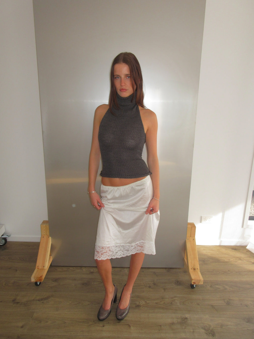Turtleneck Backless Knit Top
