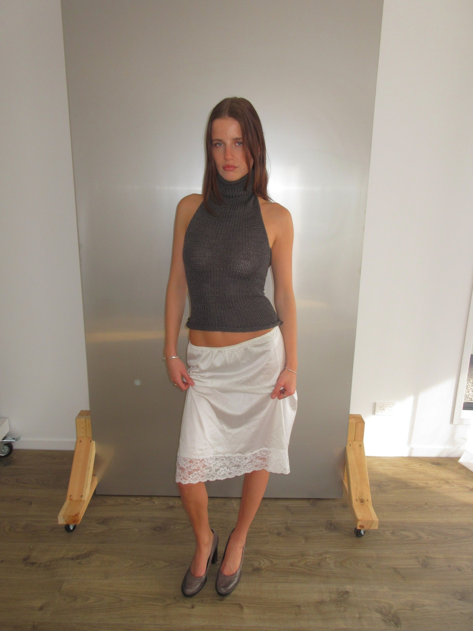 Turtleneck Backless Knit Top
