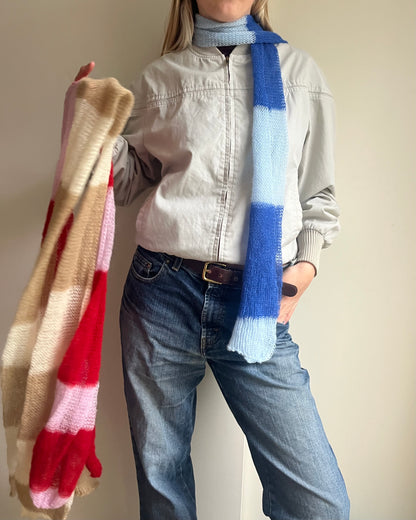 Mohair Stripe Knit Scarf | Blue