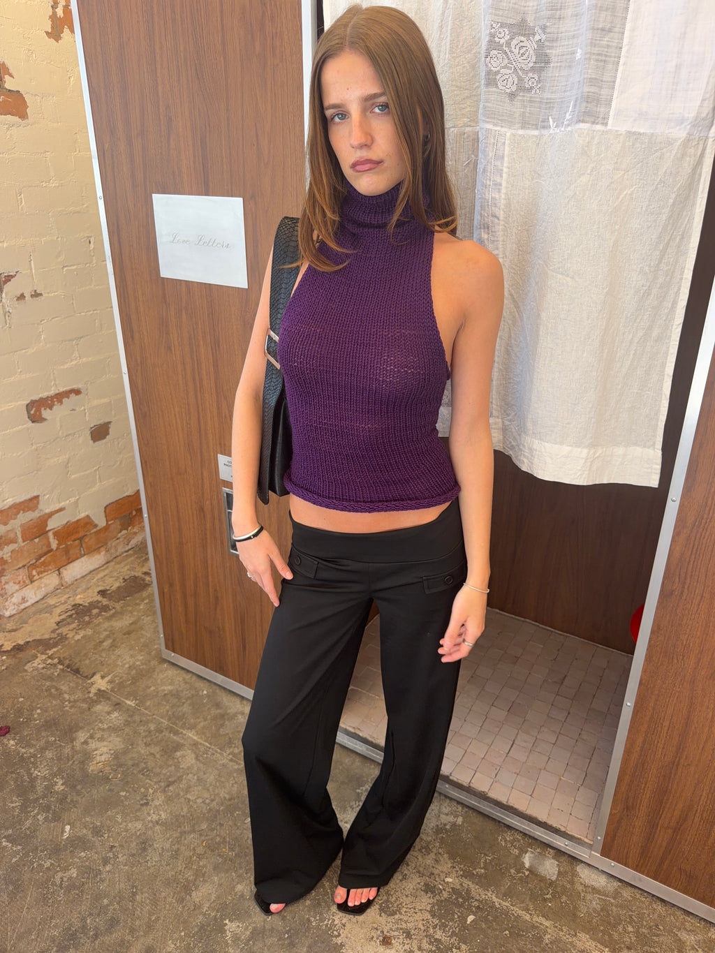 Turtleneck Backless Knit Top