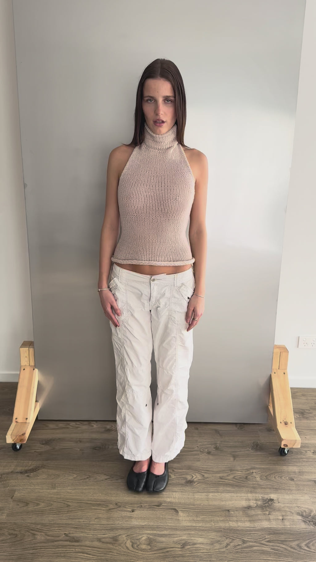 Turtleneck Backless Knit Top